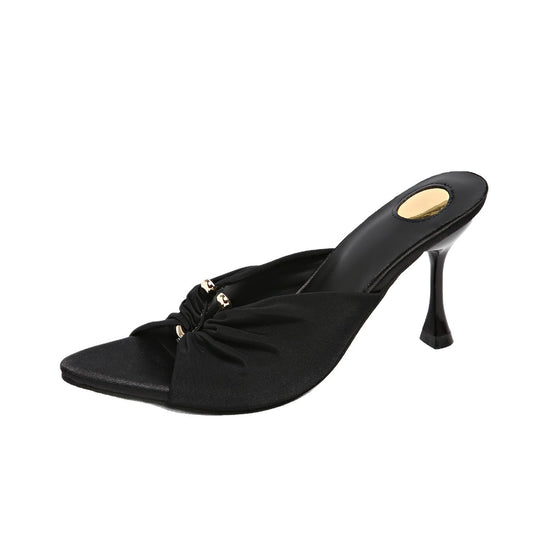 Damen Slingback-Pumps mit raffinierter Faltenapplikation und geschwungenem Absatz EB