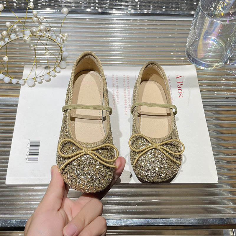 Mädchen Glitzernde Ballerinas mit dekorativer Schleifenverzierung EB