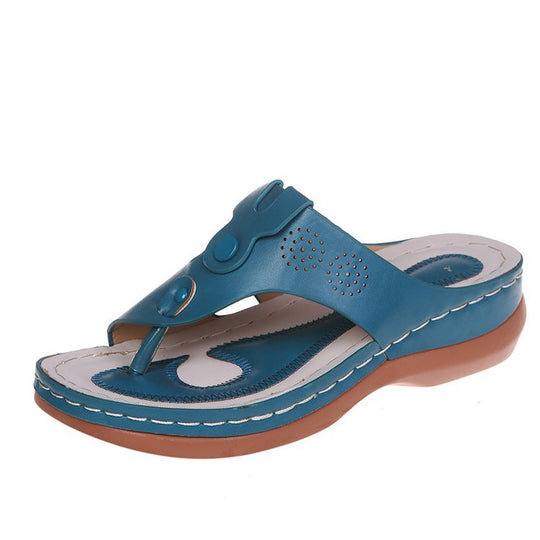 Damen Komfortable Zehentrenner-Sandalen mit ergonomischem Fußbett und modischen Akzenten EB