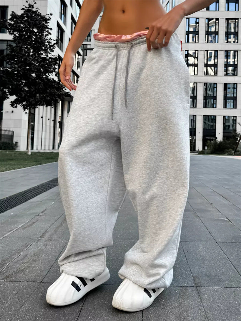 Damen nan oversized Sweathose mit breitem Bund und Kordelzug EB