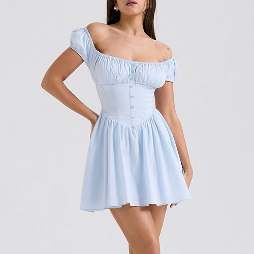 Damen Mini-Kleid mit elegantem Rüschendesign und figurbetontem Oberteil EB