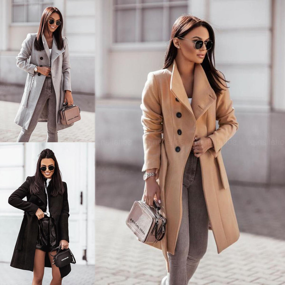 Damen Eleganter Woll-Trenchcoat EB