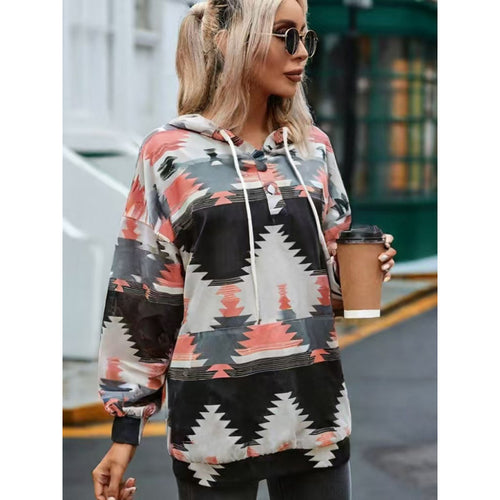 Damen Relaxed Fit Bohemian Grafik Hoodie EB