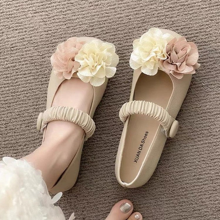 Damen Ballerinas mit floralem Dekor und elastischem Riemen EB