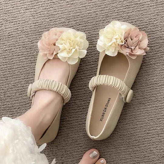 Damen Ballerinas mit floralem Dekor und elastischem Riemen EB