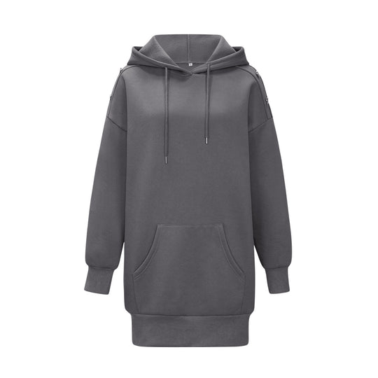 Damen Kapuzenkleid mit praktischen Seitentaschen und eleganten Druckknöpfen EB