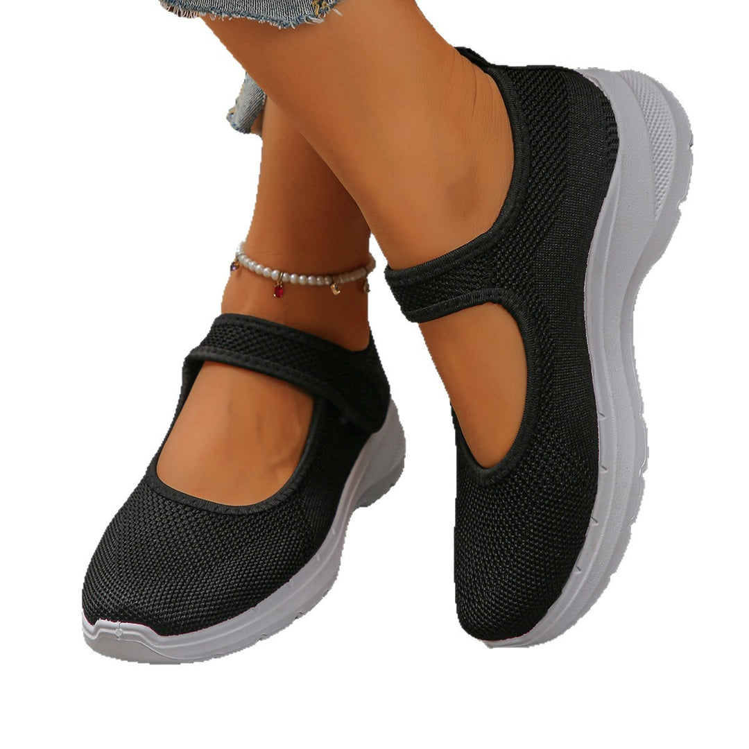 Damen Sportliche Slip-On Sneakers mit atmungsaktivem Mesh-Obermaterial und elastischen Riemen EB