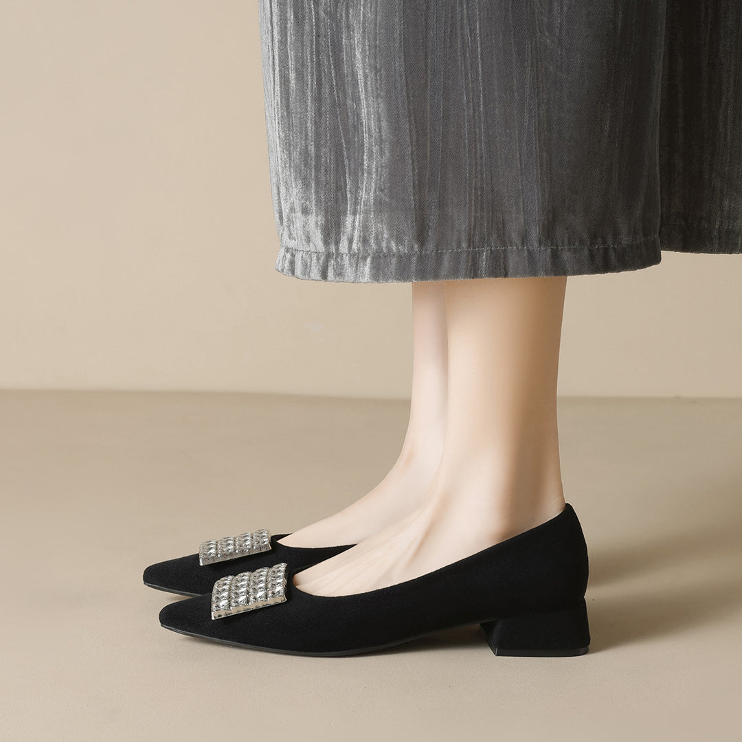 Damen Elegante Ballerinas mit funkelndem Steinbesatz EB