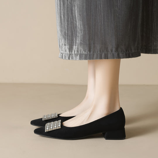 Damen Elegante Ballerinas mit funkelndem Steinbesatz EB
