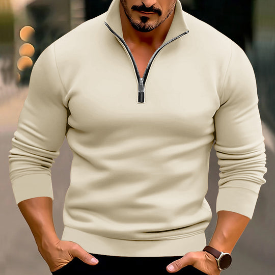 Herren Strickpullover mit halbem Reißverschluss und bequemem Schnitt EB