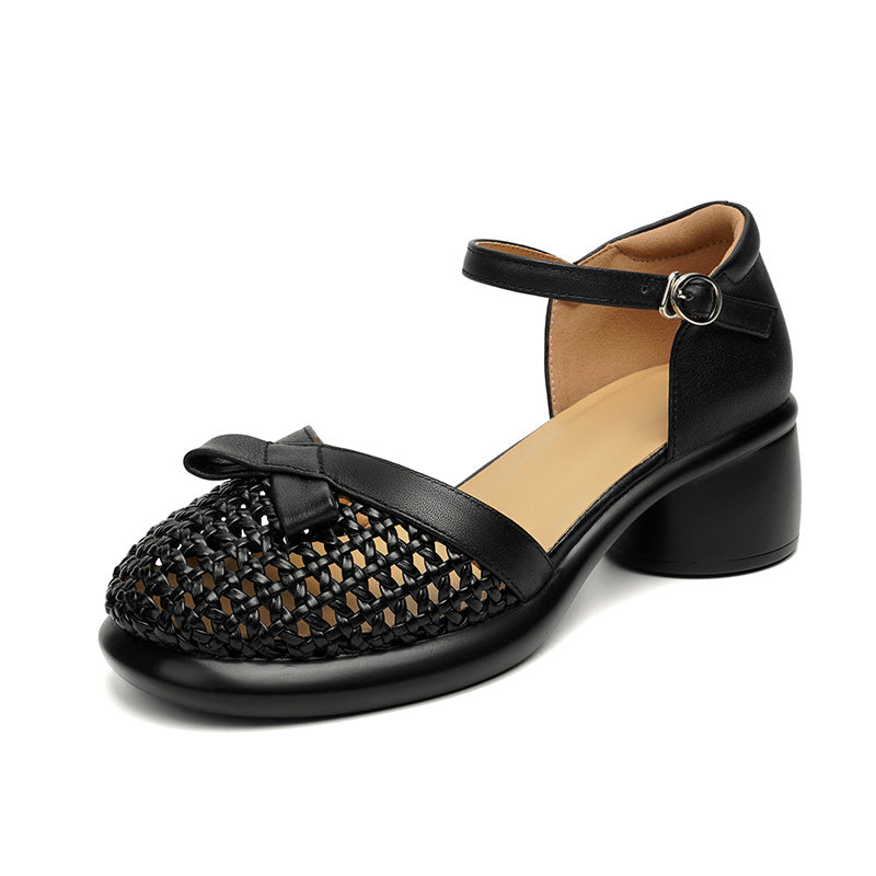 Damen Ballerinas mit modischem Riemen und komfortablem Blockabsatz EB