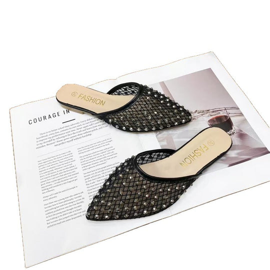 Damen elegante und funkelnde Hausschuhe mit Netzdesign EB