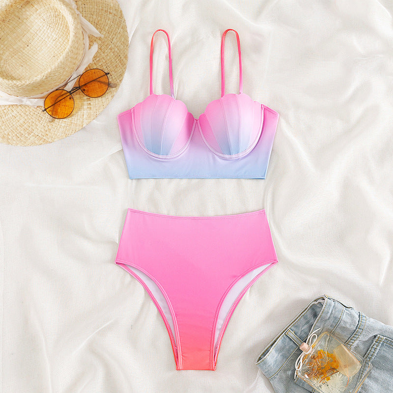 Damen Bikini-Oberteil mit Muschelform und hohem Bund EB