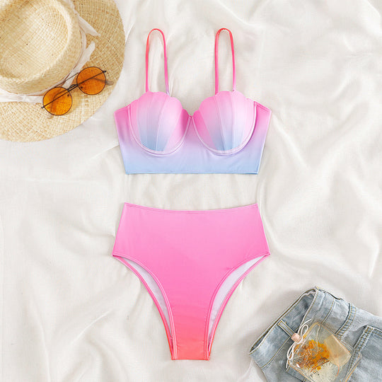 Damen Bikini-Oberteil mit Muschelform und hohem Bund EB