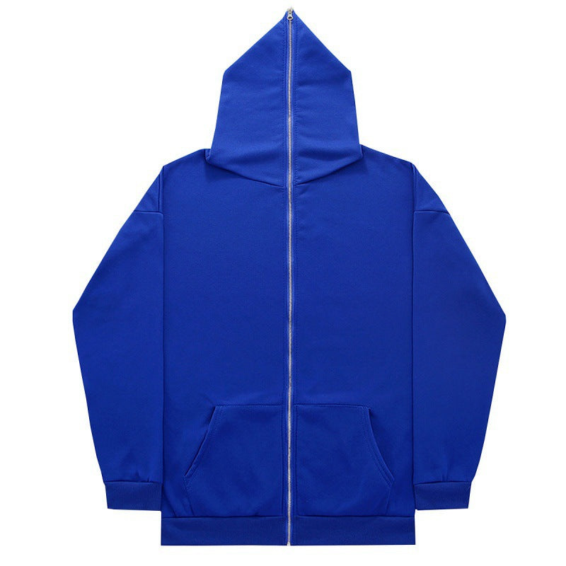 Unisex nan minimalistisch strukturierter Kapuzenzipper mit spitzer Kapuze, Kängurutasche und verstärkten Bündchen EB