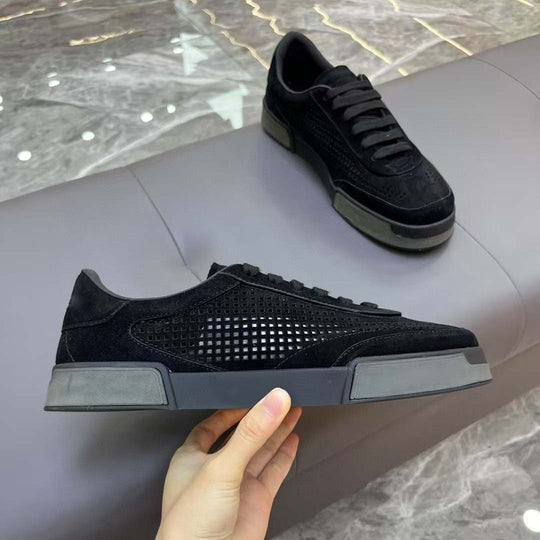 Damen atmungsaktive Freizeitsneakers aus hochwertigem Wildleder mit perforierten Details EB