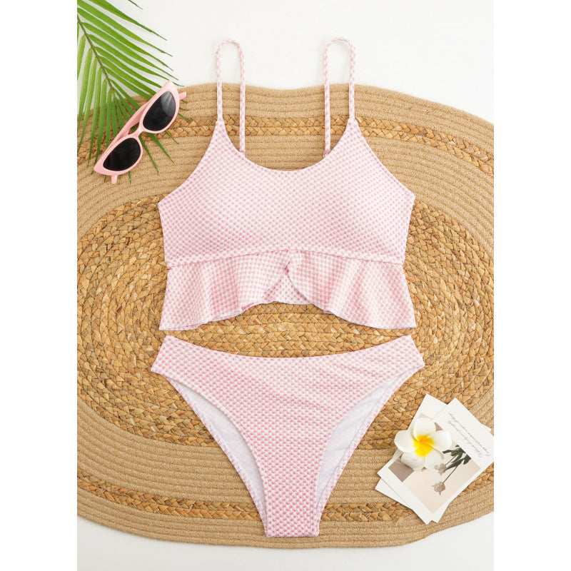 Damen Bikiniversatile mit Rüschen und Karomuster EB