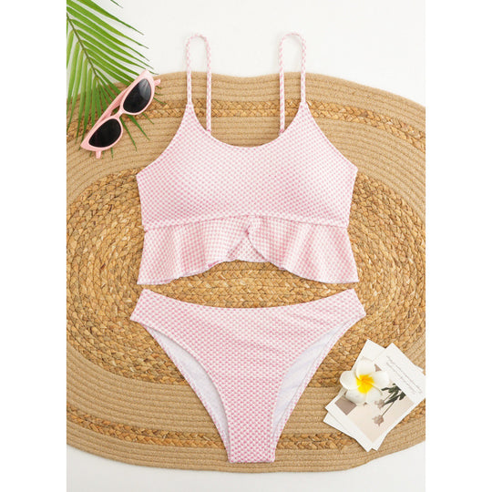 Damen Bikiniversatile mit Rüschen und Karomuster EB