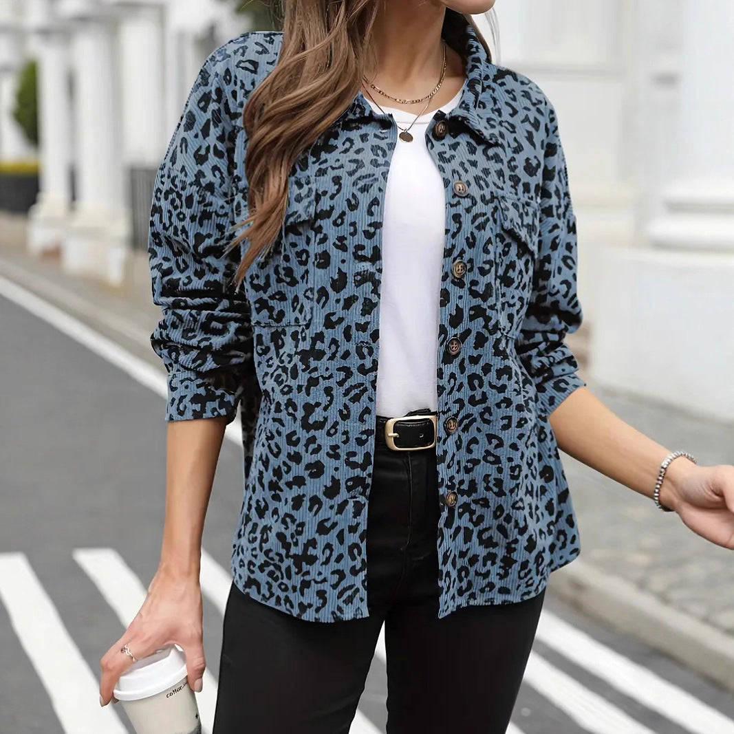 Damen Flanelljacke mit Leopardenmuster EB