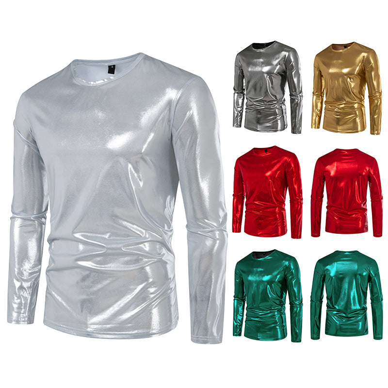 Herren Langarmshirt aus glattem, reflektierendem Material EB
