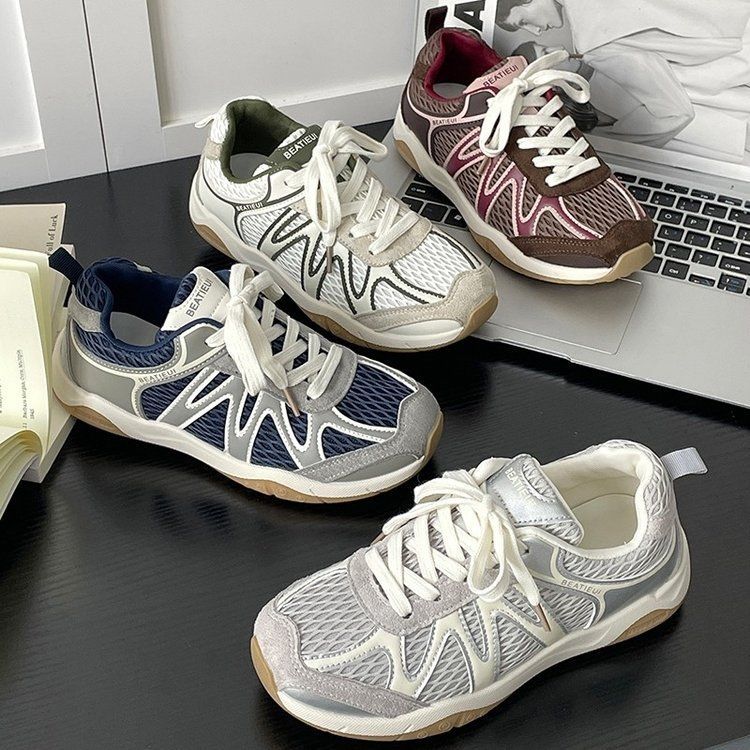 Damen Atmungsaktive Fitness-Sneaker mit flexiblem Mesh-Obermaterial und rutschfester Sohle EB