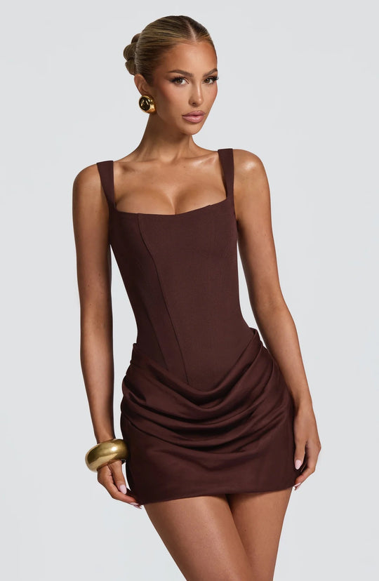 Damen Minikleid mit eleganter Drapierung und strukturierter Silhouette EB