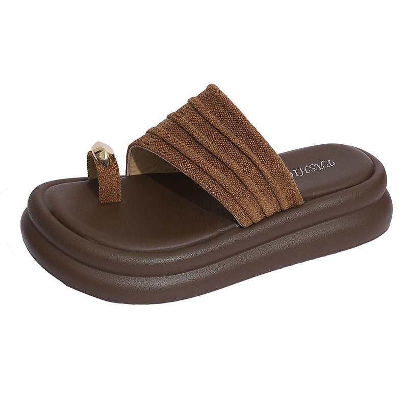 Damen Stylish Zehentrenner-Sandalen mit komfortabler gepolsterter Sohle und dekorativem Riemen EB
