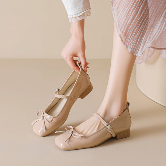 Damen Ballerinas mit eleganter Schleife und komfortablem Riemen EB