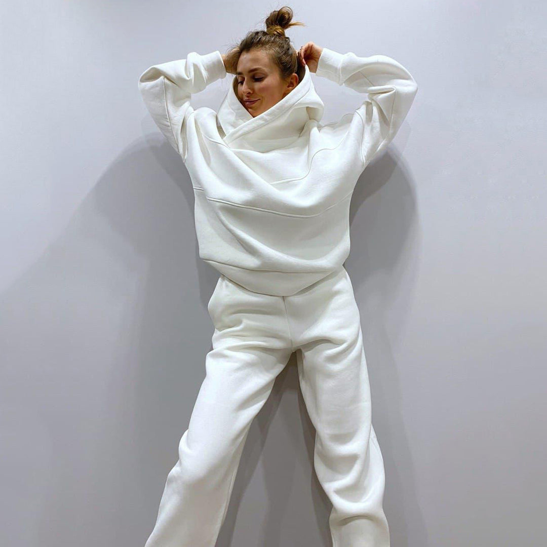 Damen Oversized Loungewear-Set aus schwerem French-Terry mit strukturierter Kapuze und Relax-Jogginghose EB