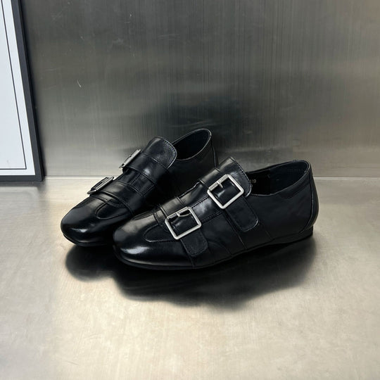 Damen elegante Mokassins mit modischen Doppelschnallen EB