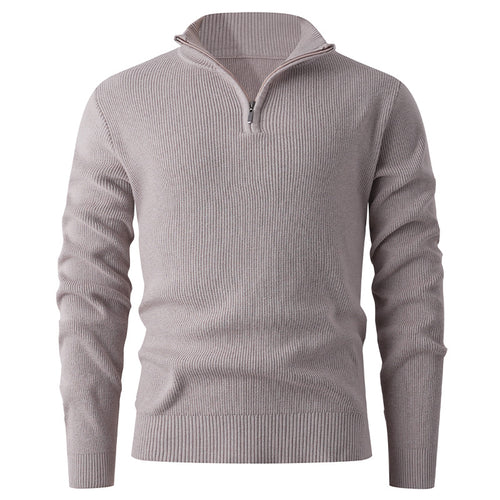 Herren nan Slim-Fit Halbzip-Strickpullover aus Merino-Baumwollmix mit verstärktem Stehkragen EB