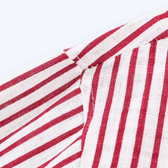 Damen gestreifte Bluse mit voluminösen Ärmeln und praktischen Taschen EB