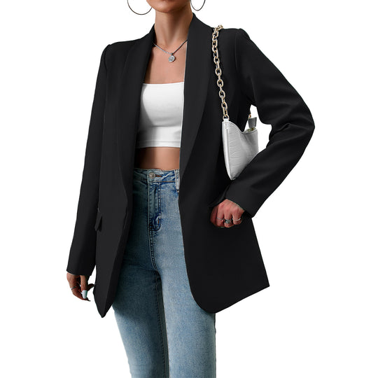 Damen nan langer Oversize-Blazer mit schmaler Reverslinie und soften Schulterpolstern EB