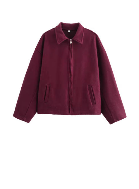 Damen lässige Fleecejacke mit hohem Kragen und praktischen Taschen EB