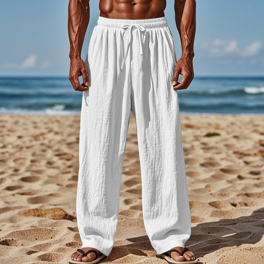 Herren lockere Strandhose mit elastischem Bund und seitlichen Eingrifftaschen EB