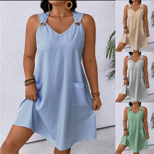 Damen Freizeitkleid mit schmalen Trägern und praktischen Taschen EB
