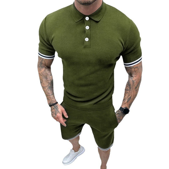 Herren Sportliches Kurzarm-Set mit hochwertigen Kontraststreifen und elastischem Bund EB