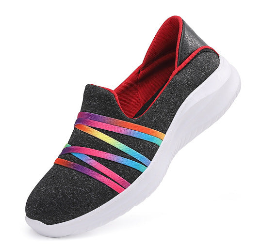 Damen nan eleganter Schlupfsneaker mit elastischen Zierbändern, atmungsaktiver Strickkonstruktion und gedämpfter Komfortlaufsohle EB