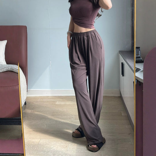 Damen Weite Chino-Hose mit elastischem Bund EB