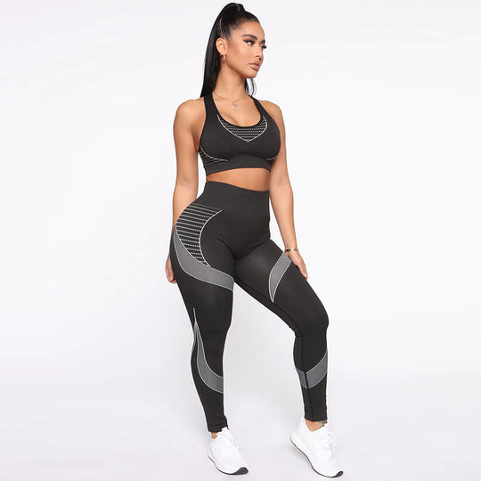Damen sportliches Trainingsset mit Hochleistungs-BH und figurbetonten Leggings EB