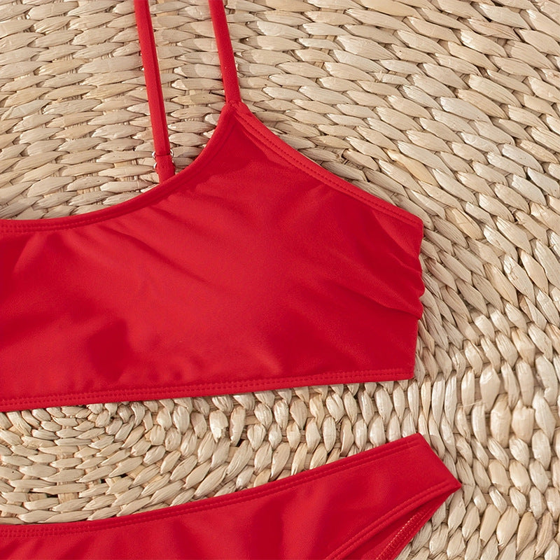 Damen Bikini-Set mit schmalen Trägern und hoch geschnittenem Höschen EB