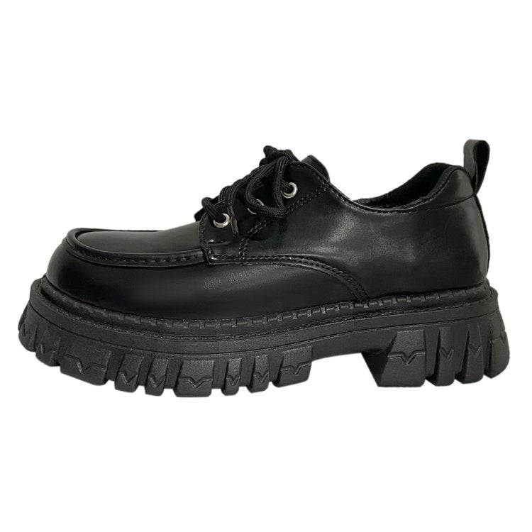 Damen trendige Schnürschuhe mit robuster Gummisohle und glänzender Oberfläche EB