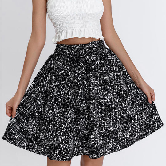Damen Midirock mit elegantem Karomuster und weitem Schnitt EB