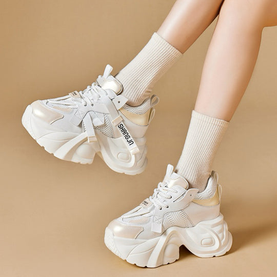 Damen Chunky Sneakers mit futuristischer Silhouette und atmungsaktivem Obermaterial EB