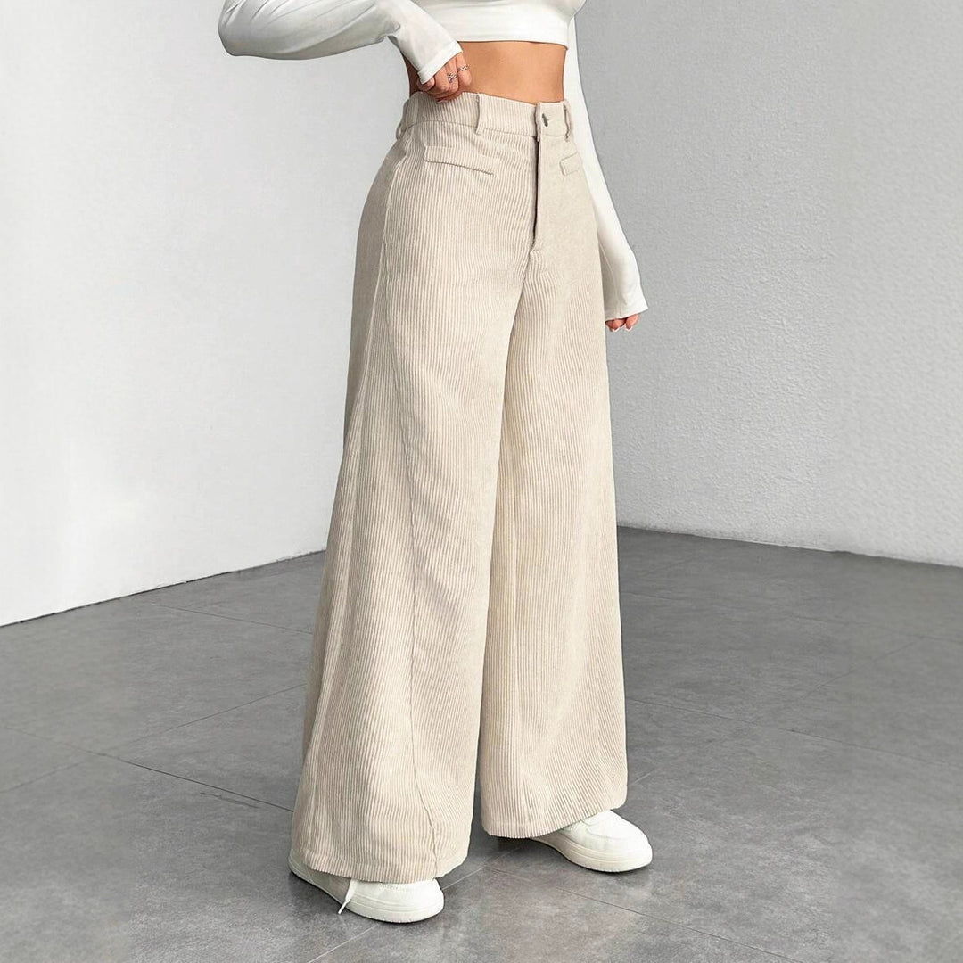 Damen weite Faltenhose mit hohem Bund EB