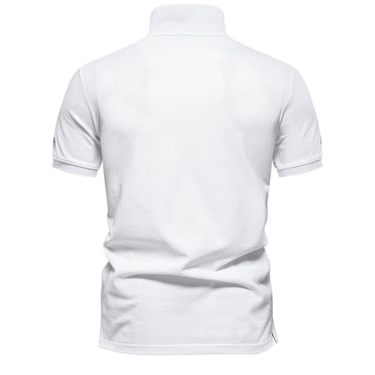 Herren nan legeres Polo mit kurzer Knopfleiste, gesticktem Pfeilmotiv-Panel und Stehkragen EB