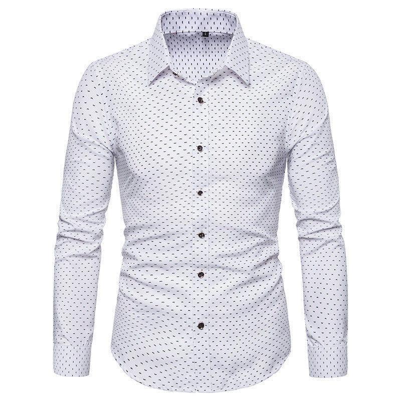 Herren nan gemustertes tailliertes Langarmhemd mit Kentkragen und Stretch EB