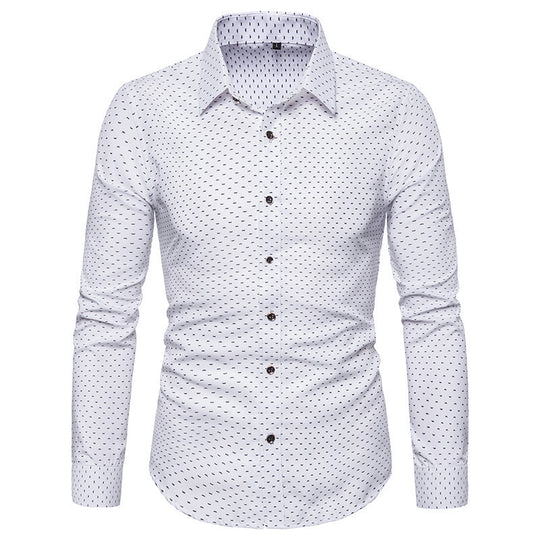 Herren nan gemustertes tailliertes Langarmhemd mit Kentkragen und Stretch EB