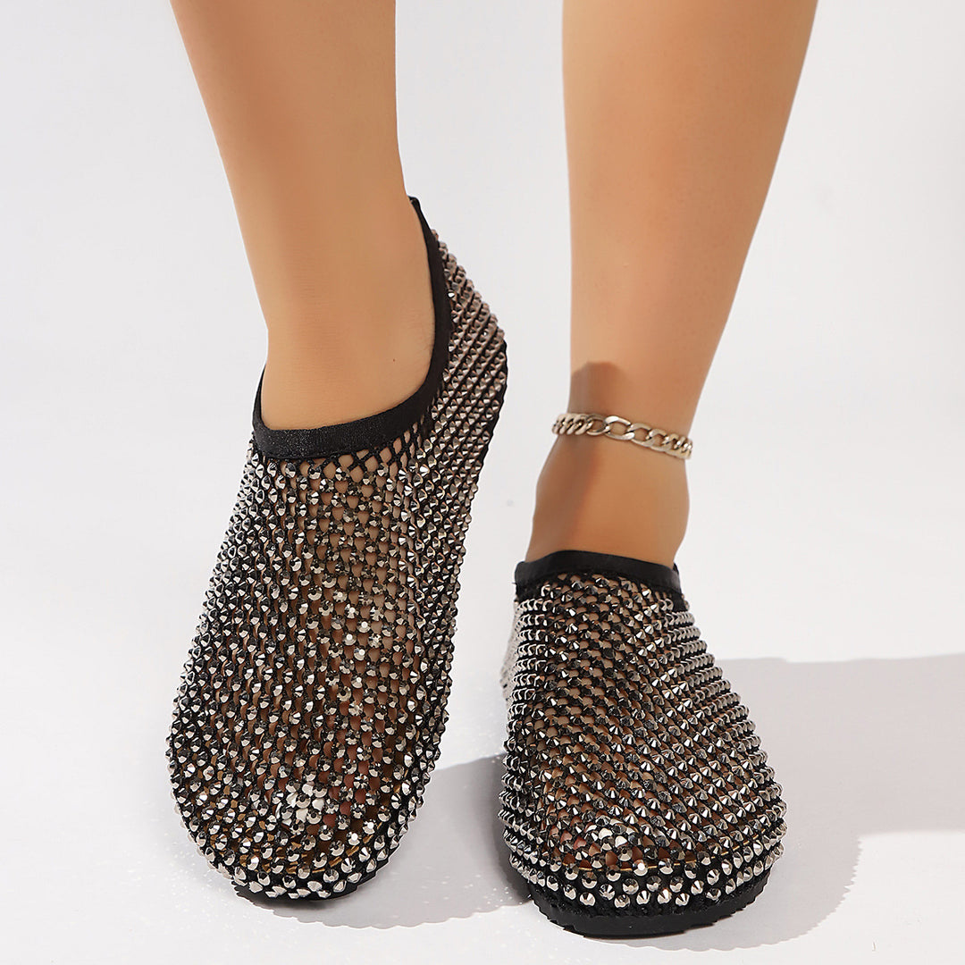 Damen modische Slide-Sandalen mit funkelndem Strassdesign EB