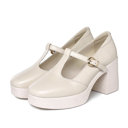 Damen Mary Jane Pumps mit komfortablem Blockabsatz und verstellbarem Riemen EB